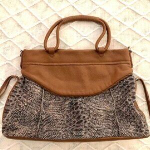 Aimee Kestenberg Snake Print Top Handle Leather Satchel